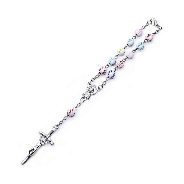 Gioielli religiosi Croce Perline Bracciale Rosario Religioso Cattolicesimo Regalo Perline di preghiera Rosari