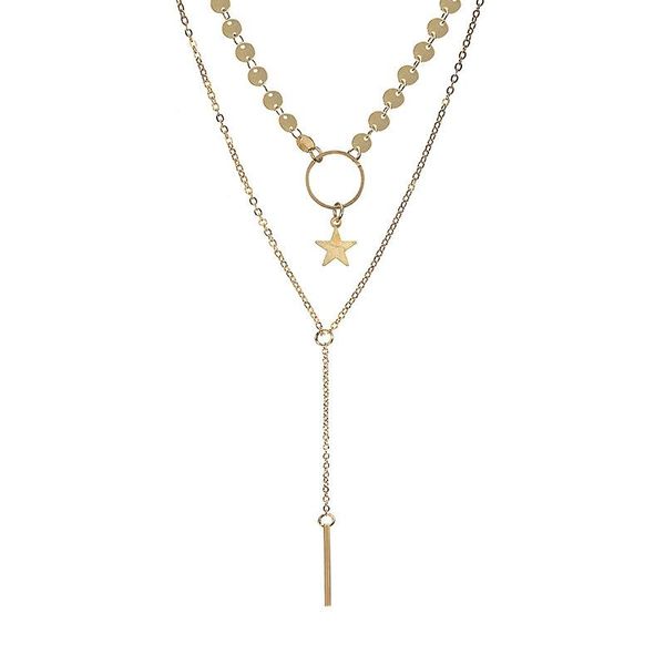 

pendant necklaces summer long sequins tassel star elegant gold double layer chain necklace for women fashion jewelry accessories 2021, Silver