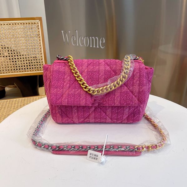 

women shoulder bags 2021 autumn new fashion ladies baguette small square-bags high-quality black gold splicing chain houndstooth