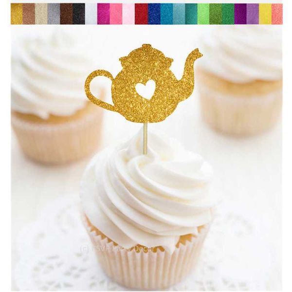 

other festive & party supplies custom teapot gold cupcake ers, food picks,party decor, bridal tea shower teacup ers