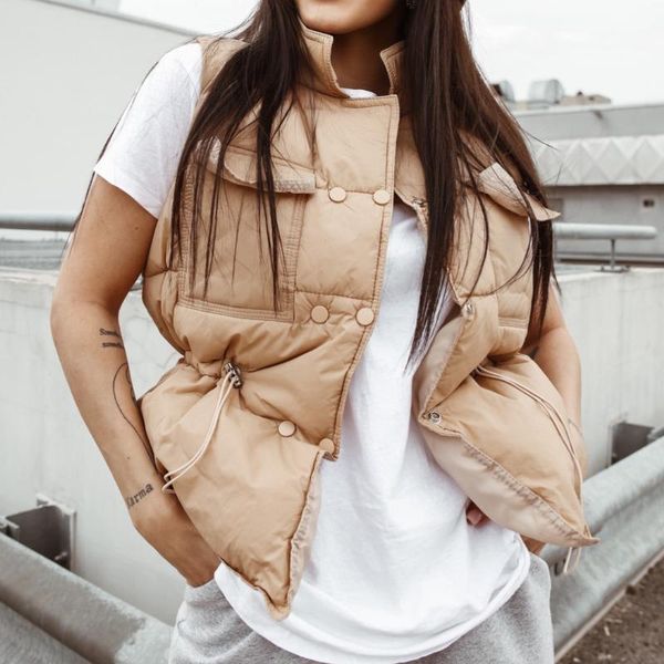 

women's vests winter vest women warm lightweight waistcoat female sleeveless jacket short windbreaker coat down chaleco mujer, Black;white