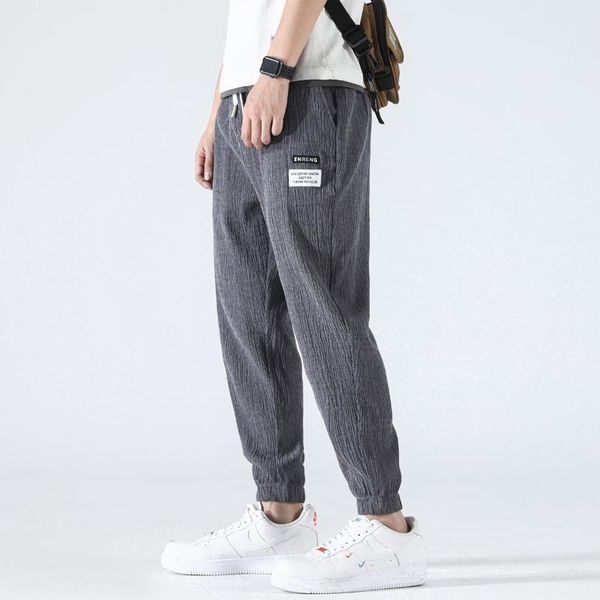 

men's pants summer -selling casual linen cotton breathable comfortable fabric thin section 2021 nine-point beam 4xl, Black