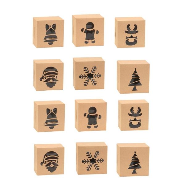 

gift wrap 48pcs pvc window design boxes biscuits holder kraft paper packing