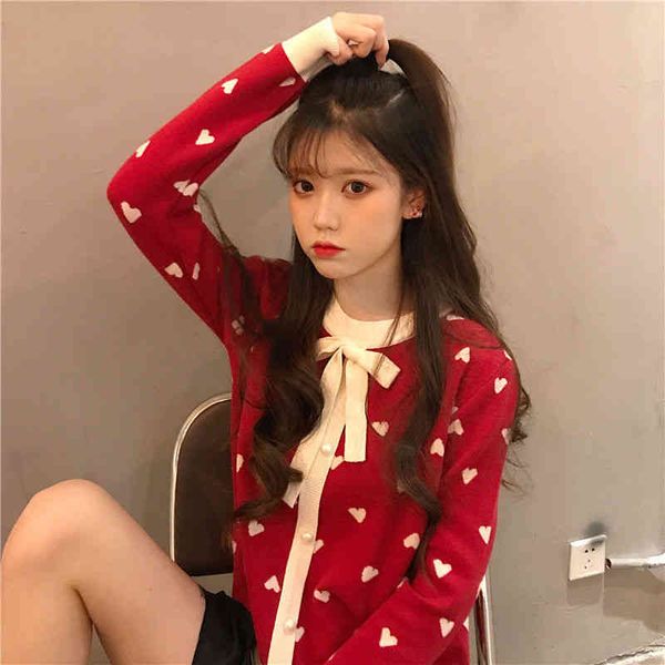 

women's sweaters nomikuma korean love heart women sweater bowknot o-neck long sleeve pullover knitwear autumn winter sweet knitted 6d49, White;black