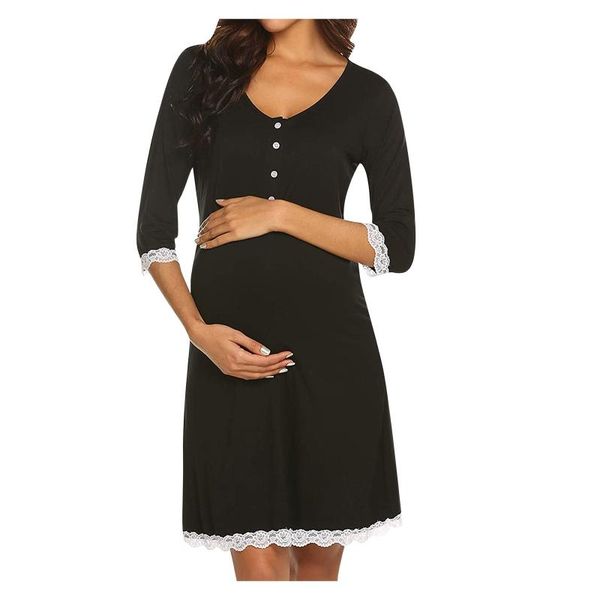 

maternity dresses women halfsleeve lace patchwork daily wearing baby shower nusring pregnant women's dress vestidos, White