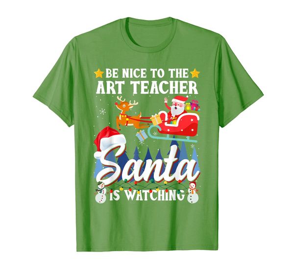 

Santa Watching Tee Xmas Be Nice To The Art Teacher T-Shirt, Mainly pictures
