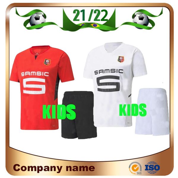 

21/22 stade rennais fc kids kit soccer jerseys 2021 camavinga terrier niang maillots de foot shirt bourigeaud nzonzi guirassy doku children, Black