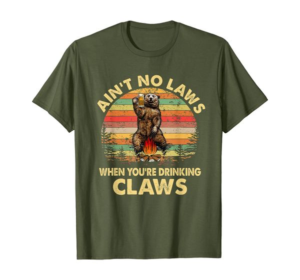 

vintage bear ain't no laws when you're drinking claws t-shirt, White;black
