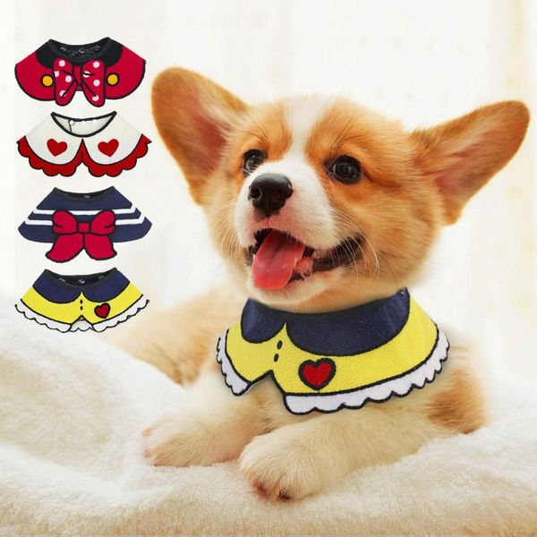 

dog collars & leashes cute cat bandana collar soft dogs scraf bibs cartoon print pet accessories small cats neckerchief