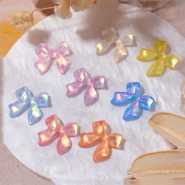 

nail art decorations 10 pcs frosted jelly color bowknot jewelry three-dimensional aurora resin bow ribbon design manicure accessories, Silver;gold