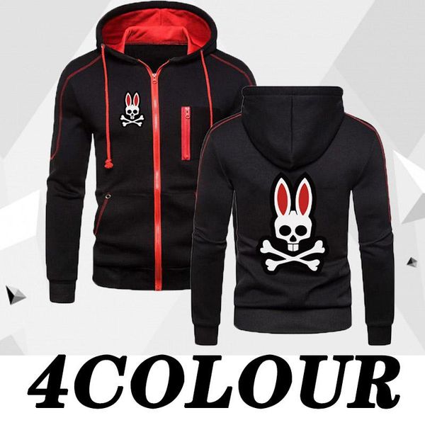 

men's hoodies & sweatshirts 2021 fashion psycho printed vertical zipper casual loose sweater outdoor jogging sports hoodie, Black
