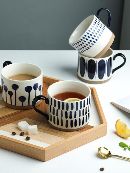 

mugs japanese retro coarse ceramic mug as modern latte cup afternoon flower tea breakfast milk couple water coffee