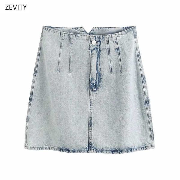 

zevity women casual slim denim a line mini skirt faldas mujer ladies retro zipper fly chic brand jeans skirts qun630 210603, Black