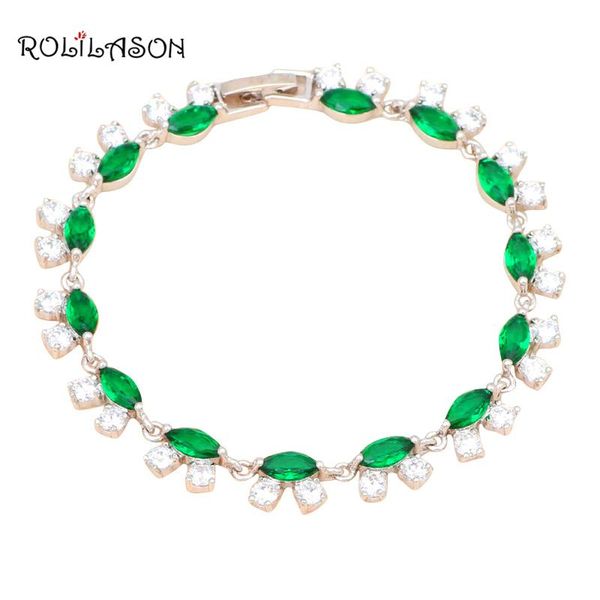 

charm bracelets rolilason super suppier green crystal silver wholesale retail fashion jewelry tbs946, Golden;silver