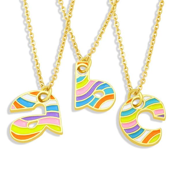 

pendant necklaces ins rainbow letter necklace for women girl clavicle chain fashion initials statement jewelry gift, Silver