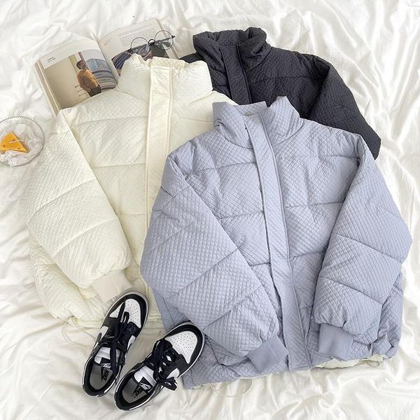 

women's down & parkas stand neck slant pocket ruched puffer coat blue / beige black