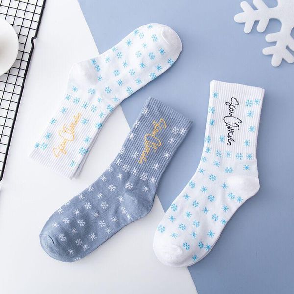 

spring/summer women's snowflake socks female simple pure color korean ladies long kawaii happy and fun & hosiery, Black;white