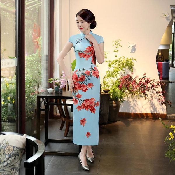 

shanghai story chinese women long qipao vintage elegant casual cheongsam lady handmade button quality dress plus size s-3xl ethnic clot, Red