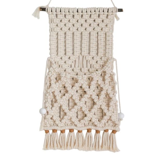 

macrame organizer wall decor hanging tapestries magazine book flower display holder for home apartment dorm room decoration storage boxes &