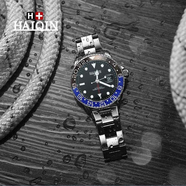 

gmt mechanical men watch 100m waterproof classic fashion luxury automatic military sport pagani design wristwatches, Slivery;brown