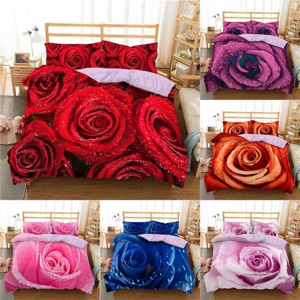 

bedding sets homesky 3d rose flower /king/twin comfort duvet quilt cover wedding set bedspread bedclothes