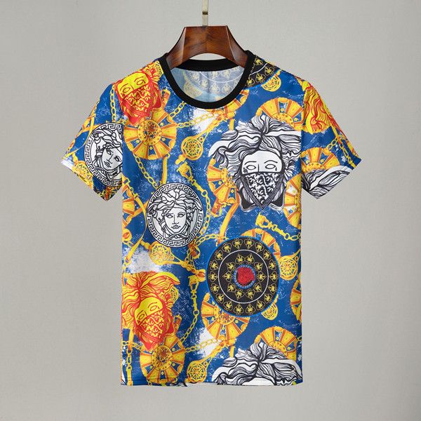 

summer men's fashion casual short-sleeved t-shirt youth retro printing round neck ice silk t-shirt, White;black