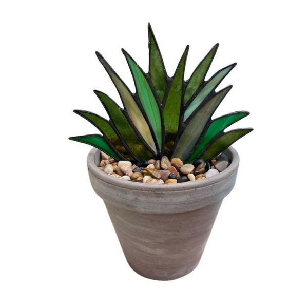 

kitchen acrylic plant mini home decor living room garden simulation bonsai office desk with cement pot craft artificial agave decorative flo