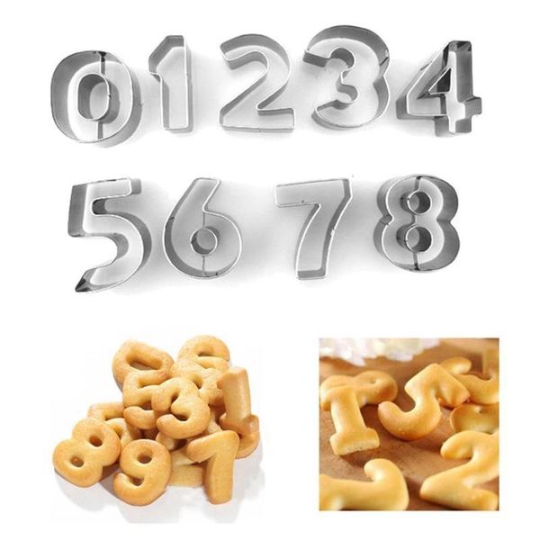 

baking moulds 9pcs/set large size 0-8 number shape cookie cutter stainless steel cookies fondant biscuit mold diy cake decorating tools