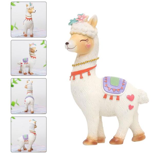 

craft tools alpaca statue decor adorable resin figurine home car decoration (white)