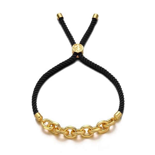 

link, chain 2021 classic o link bracelet women handmade adjuatbel braided macrame rope for jewelry gift, Black