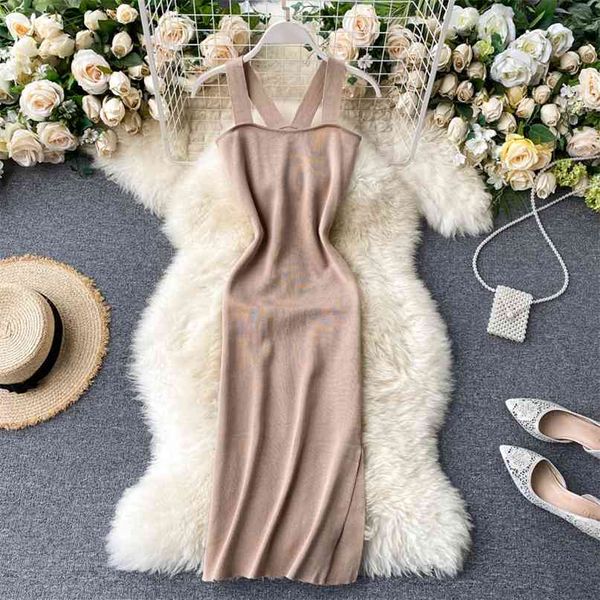 

ins women's fashion summer dress off-shoulder solid color casual knit sweater vestidos l574 210527, Black;gray