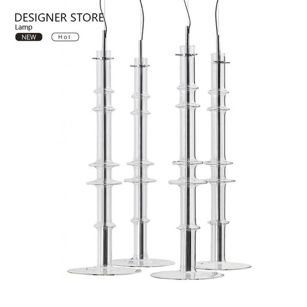 

pendant lamps light luxury, personality, modern and simple nordic speaker glass living room water bar restaurant net red long chandelier