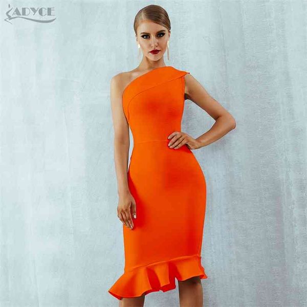 

adyce summer women bandage dress one shoulder sleeveless ruffles nightclub celebrity evening party mermaid dresses 210623, Black;gray