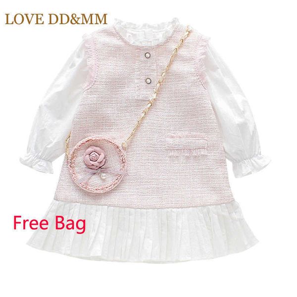 

love dd&mm girls dresses autumn fashion kid's wear embroidery princess long sleeve dress cute clothes bag 210715, Red;yellow