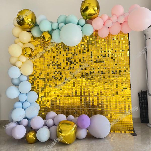 

party decoration customized deep shiny mango gold shimer sequin wall for home