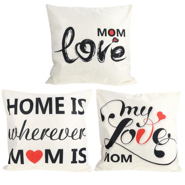 

3pcs mother's day household decorative pillow cover linen throw pillowcase