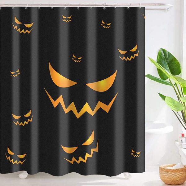 

cyncelia pumpkin shower curtain halloween shower curtain pumpkin gost face evil laugh black orange yellow fall modern art simple