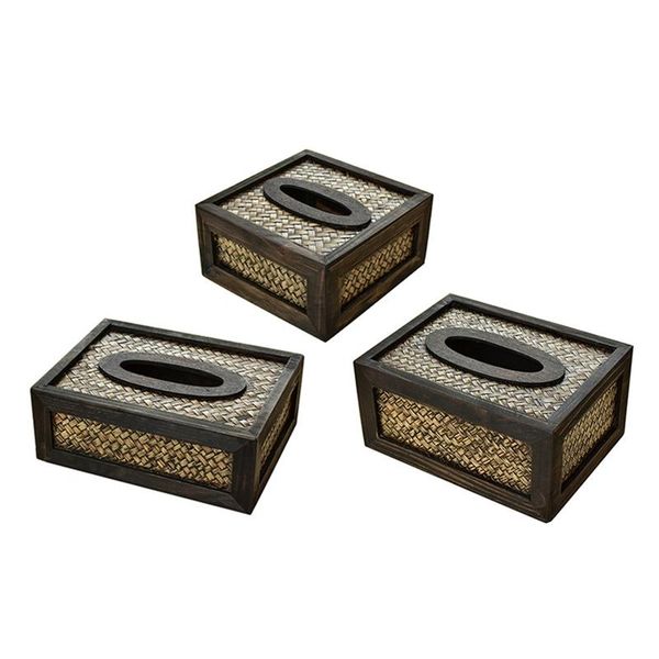 

tissue boxes & napkins wood living room box bamboo braided tray retro paper pumping rattan 94pf