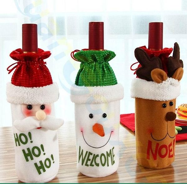 

christmas decorations 40pcs red wine bottle bag santa claus cover pocket table dinner home bar el party gift prop