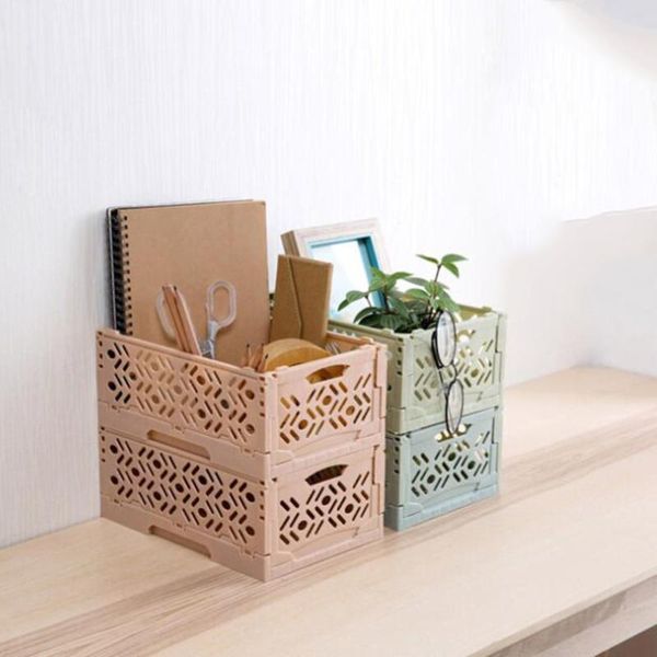 

storage baskets plastic deskbasket sundries box foldable stackable makeup organizer bathroom bedroom case