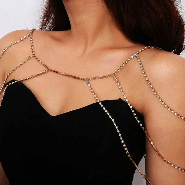 Strass Multilayer Schulter Kette Halskette Schmuck Neckholder Sexy Neue Kristall Halsketten für Frauen Großhandel