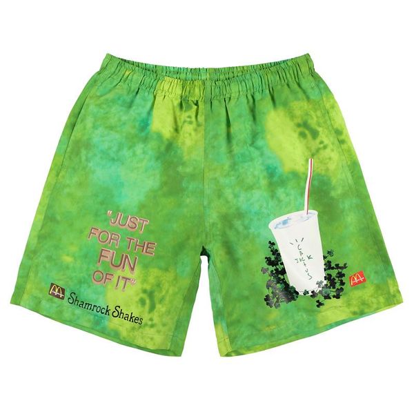 

men's shorts astroworld travis scosports cactus jack grass green and coolt casual drawstring pocket decoration, White;black