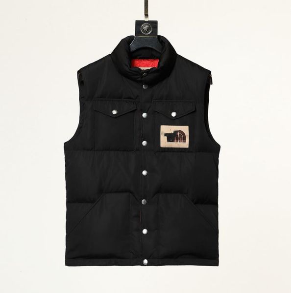 

men's down fashion designer men's and women's winter sleeveless feathered standing down jacket, Black