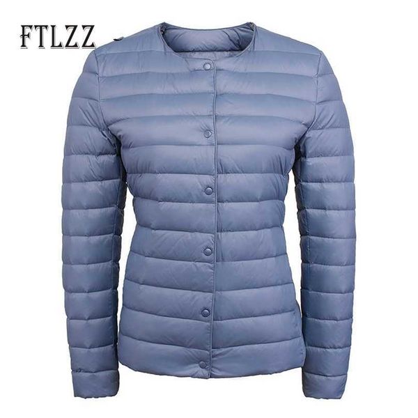 

ultra light down jacket women slim single breasted short white duck coat autumn winter lightweight warm parkas outwear 210525, Black