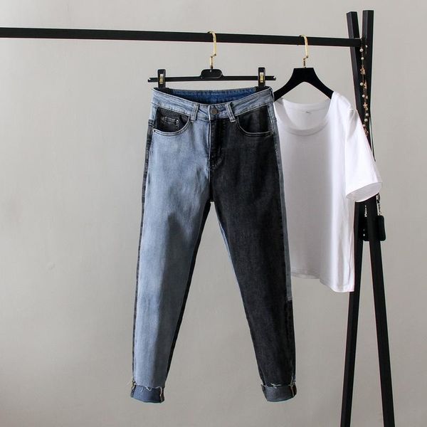 

women's jeans woman fashion slim plus size ankle-length pants female loose casual cotton denim pencil for girls streetwear xa74f, Blue