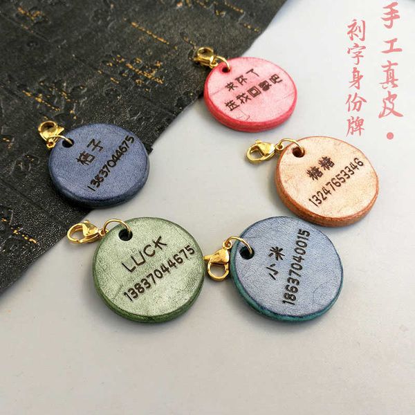 

factory hand made pet id leather art lost proof card lettering cat small dog
