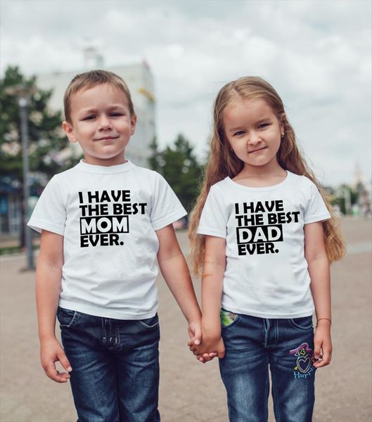 

i have the dad amp mom white kids baby boy girl t shirt summer short sleeve twins matching, Blue