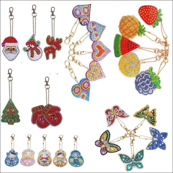 

diamond painting diy full round keychain special shaped heart animal girl embroidery christmas gift