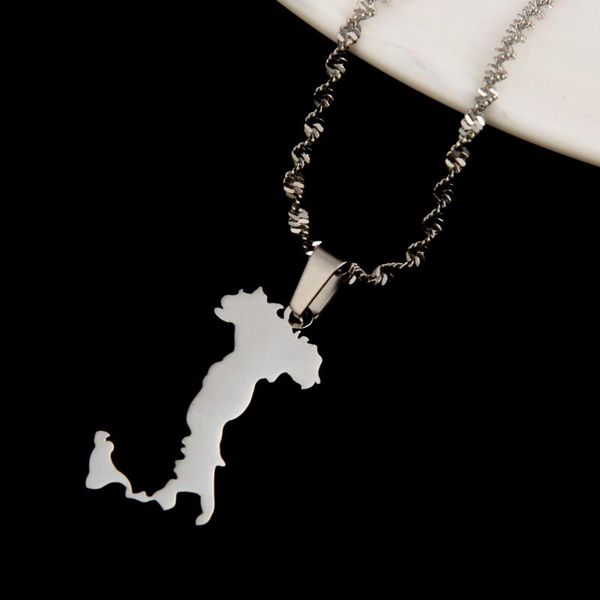

pendant necklaces stainless steel silver color map of italy necklace trendy women charm jewelry