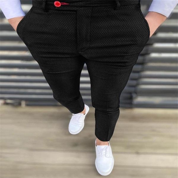 

men's pants streetwear men business casual suit fashion elastic skinny legging print trousers trend four seasons easy matching, Black